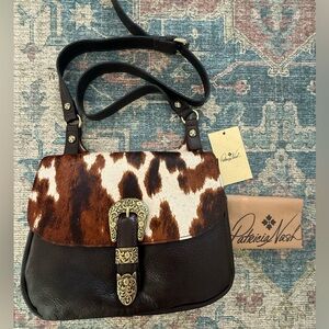 NWT Patricia Nash London Saddle Bag CavallinoHair Cowhide Leather Western Buckle